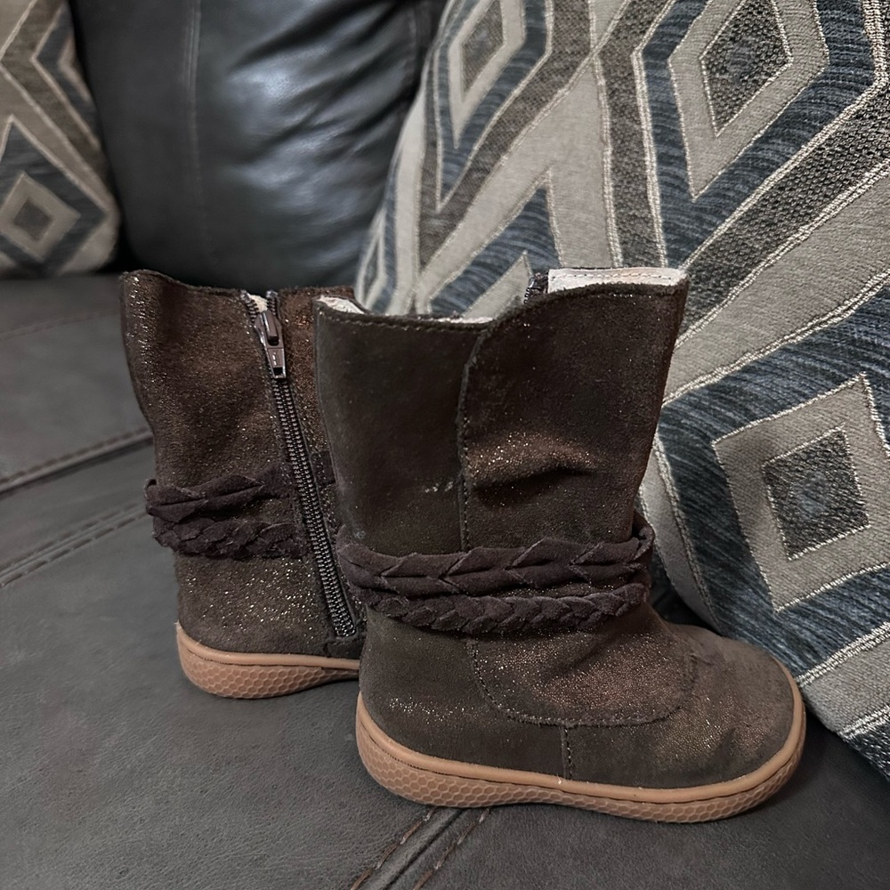 Livie & Luca Brown Kids Boots with Braided Detail